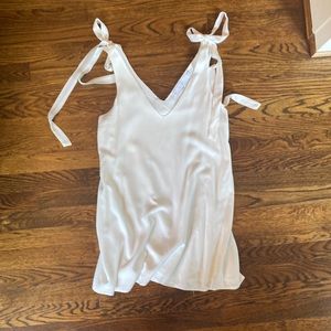 Cream slip dress bows on shoulders